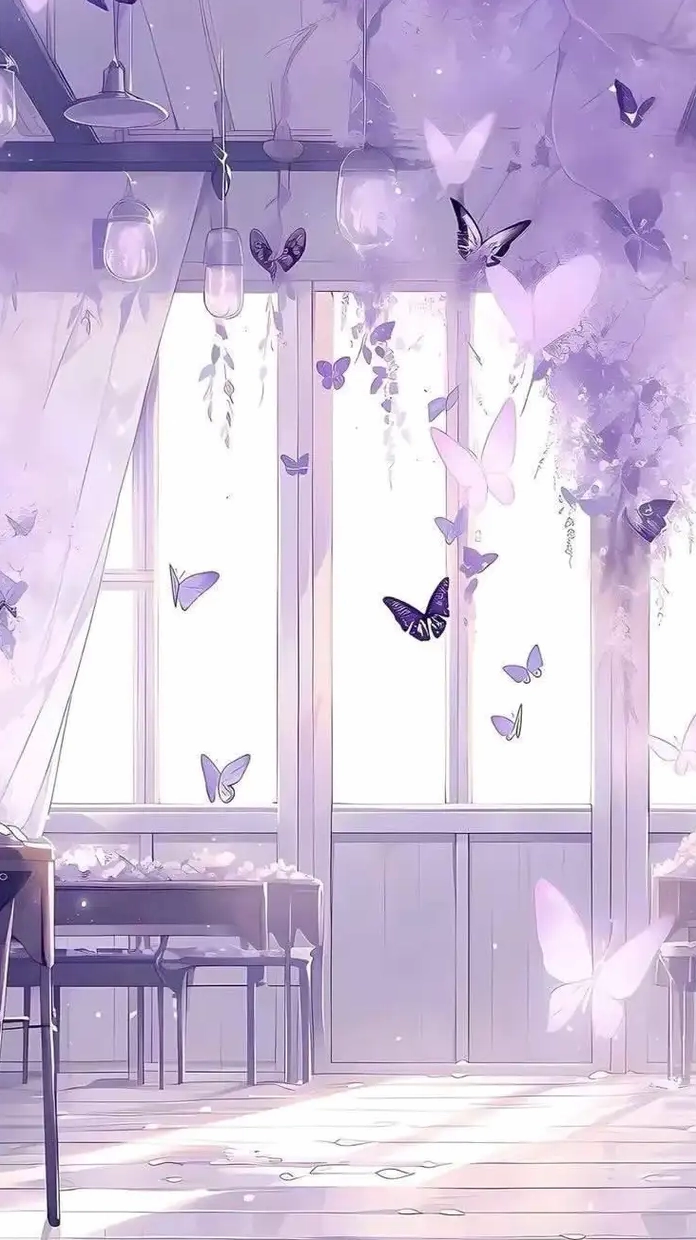 ảnh anime màu tím trong phòng