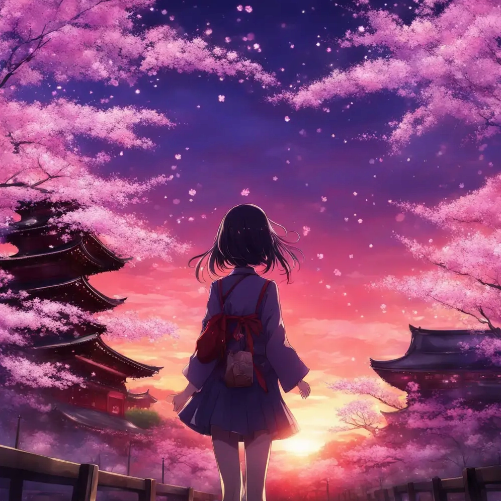 ảnh anime nữ màu tím lung linh huyền bí