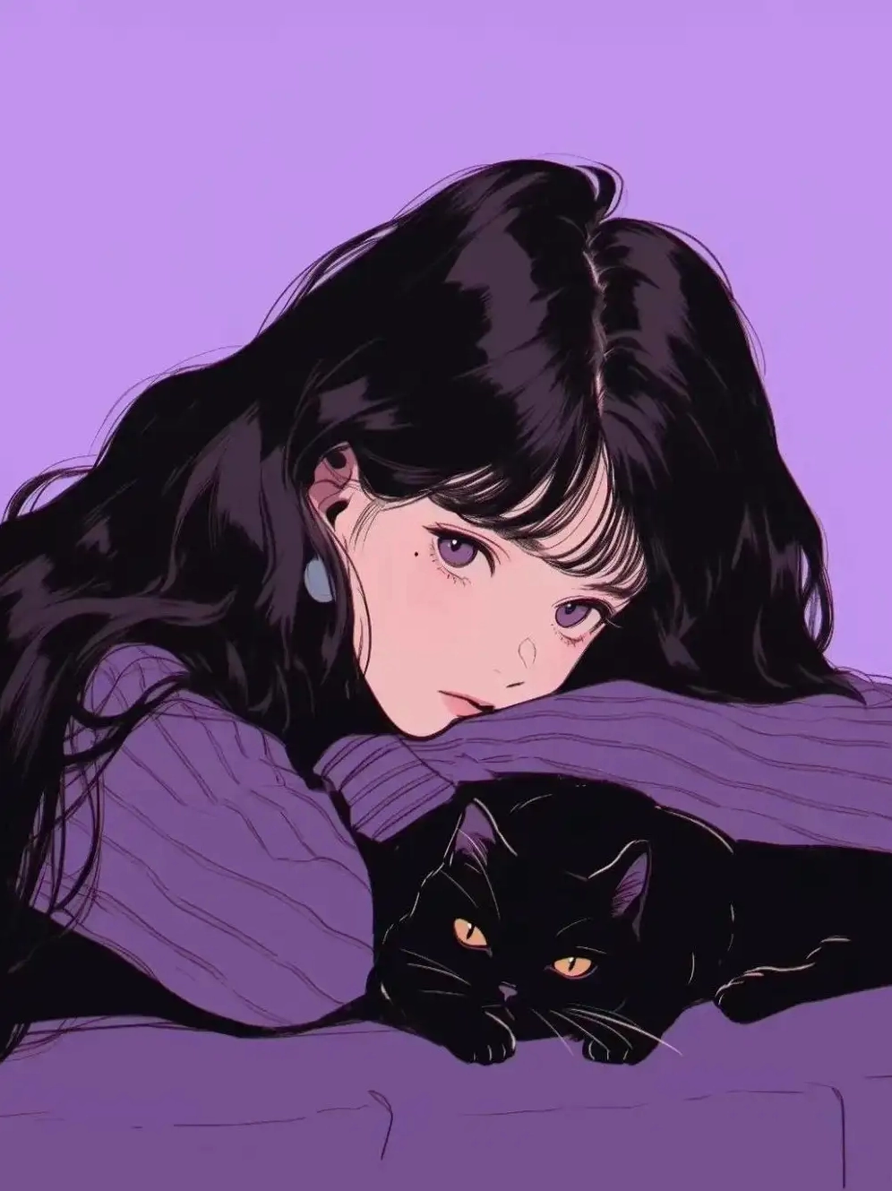 ảnh anime nữ màu tím ngầu 10