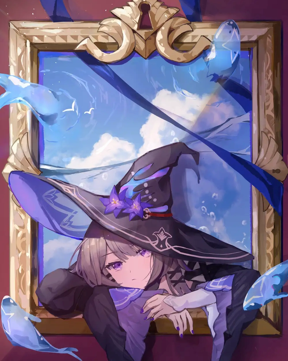 ảnh anime nữ màu tím ngầu,