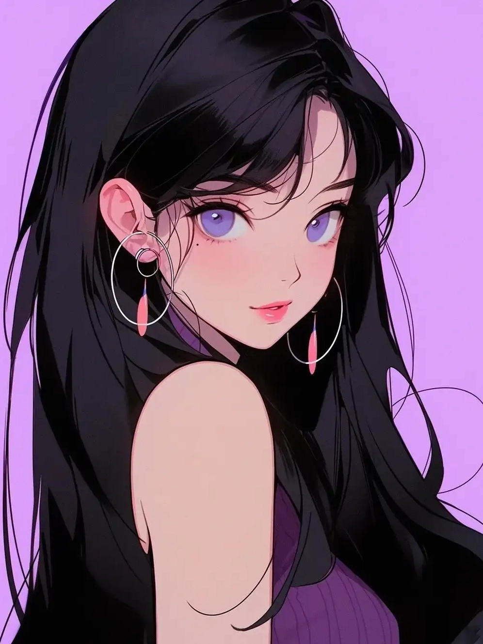 ảnh anime nữ màu tím ngầu 6