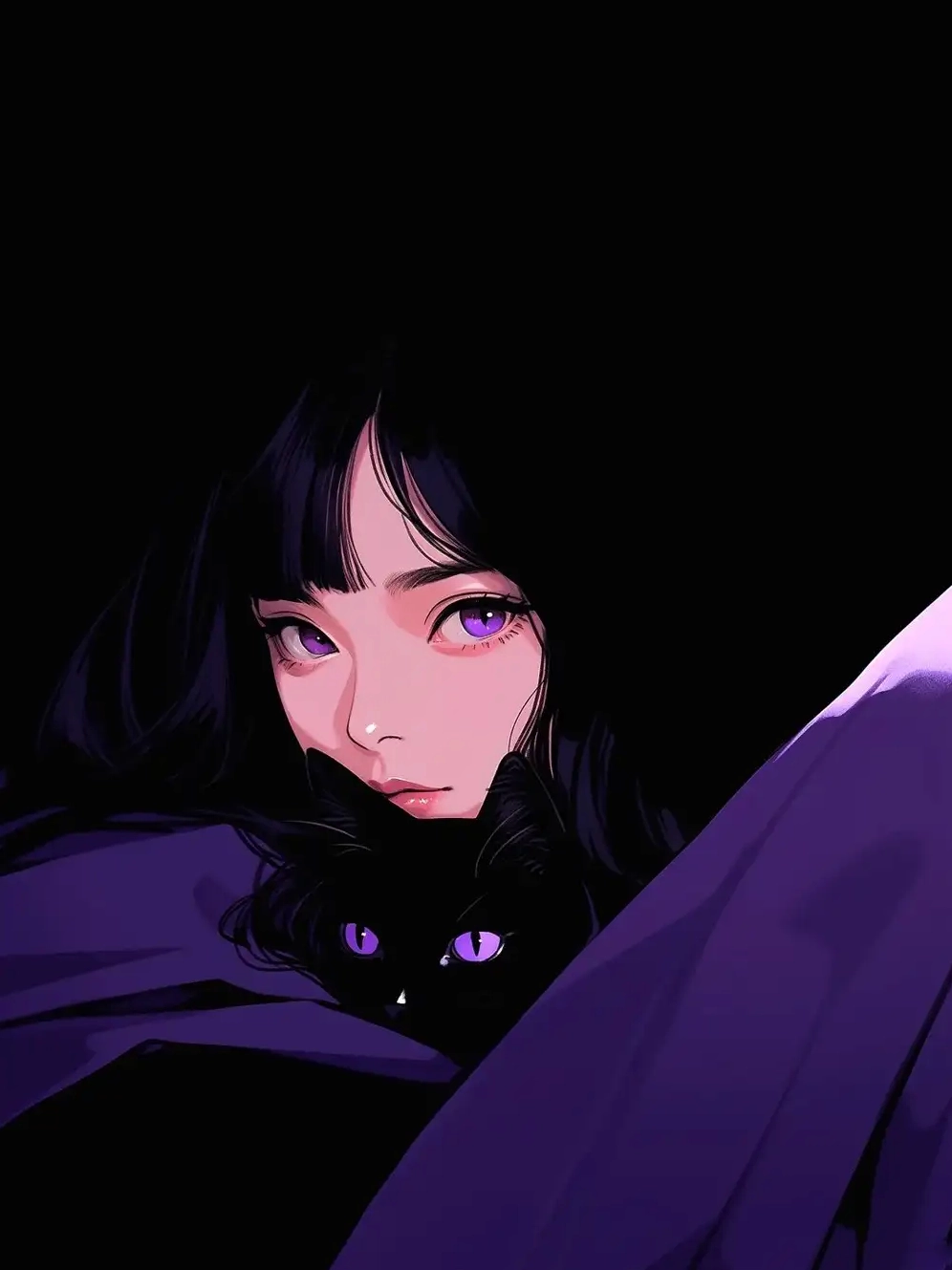 ảnh anime nữ màu tím ngầu 7