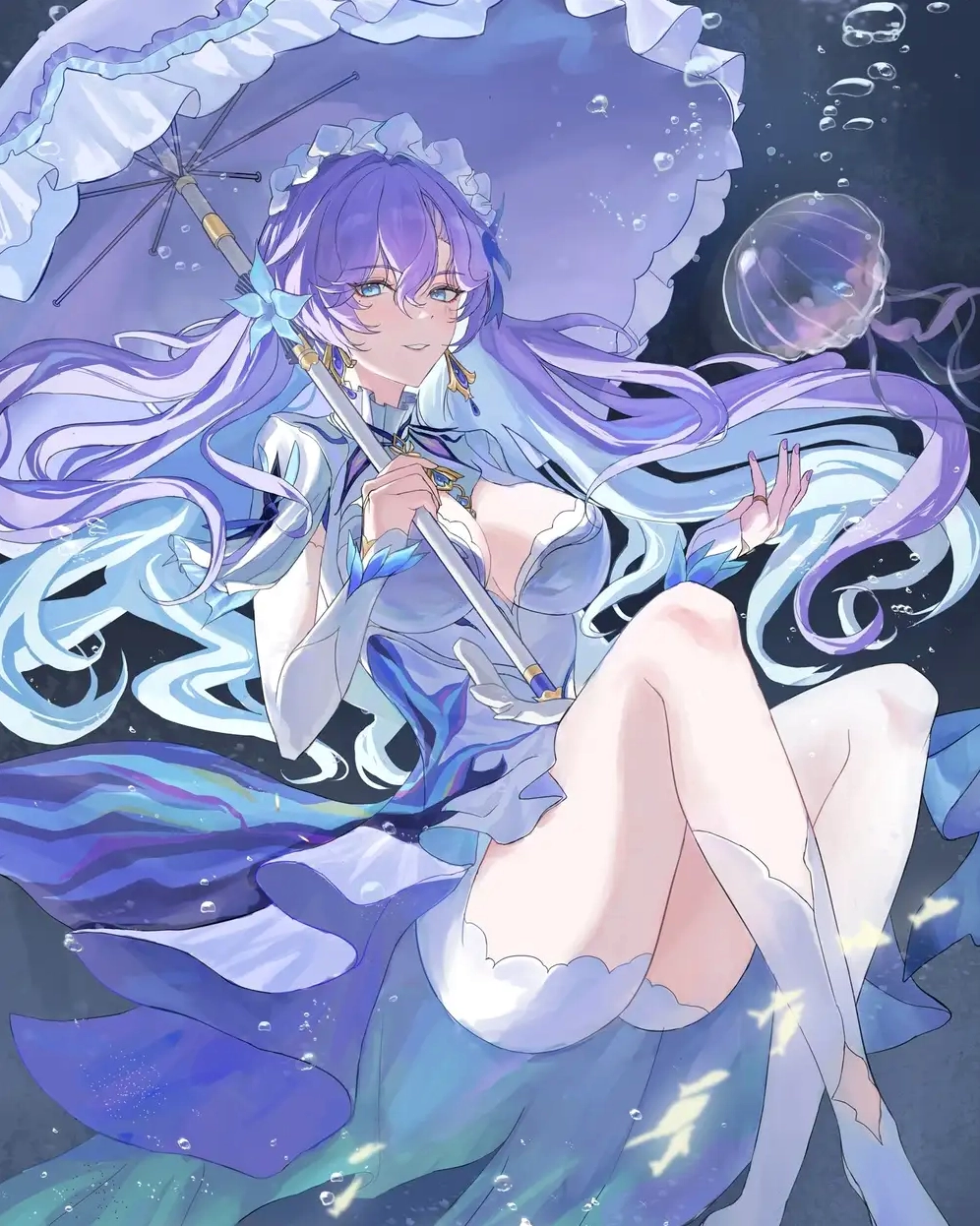 ảnh anime nữ màu tím ngầu