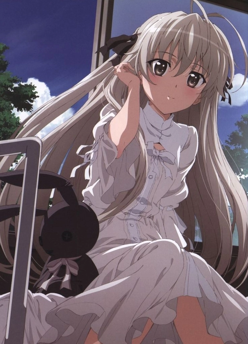 ảnh anime yosuga no sora haruka ghế đá