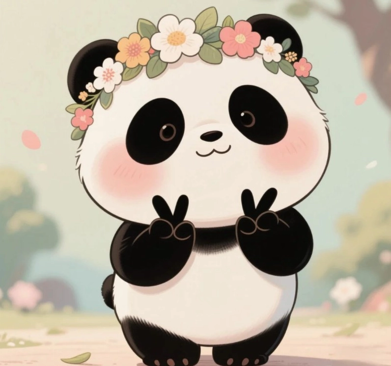 ảnh chibi gấu trúc đang nhai lá trúc cực mạnh