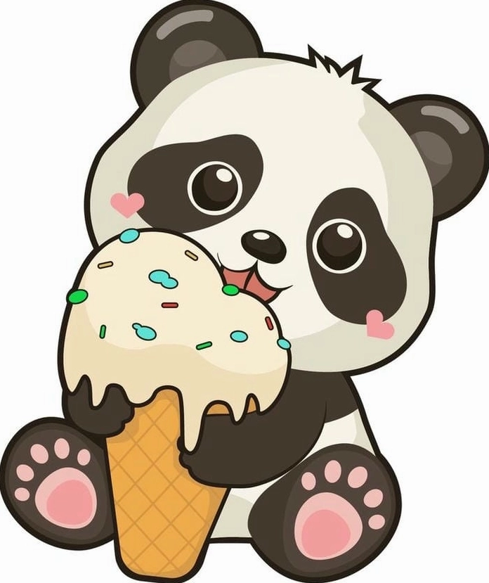 Ảnh gấu trúc cute nhỏ xinh mang nét ngọt ngào đáng yêu đang cầm cành trúc