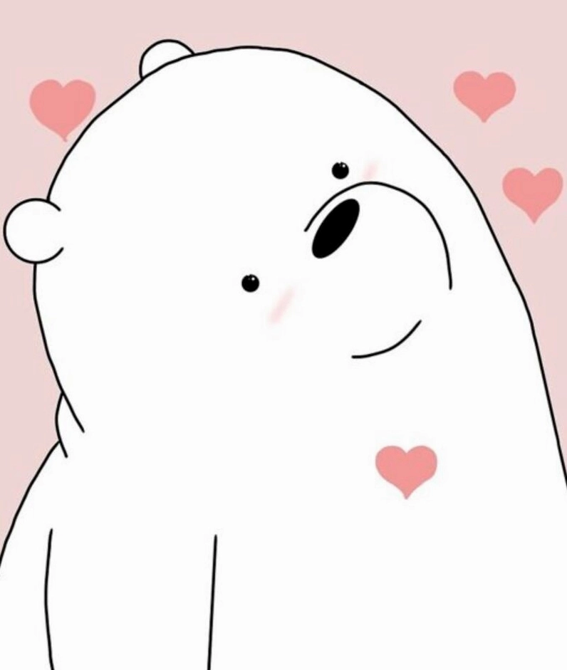 Ảnh gấu tuyết chibi cute siêu đáng yêu đang ôm trái tim đỏ