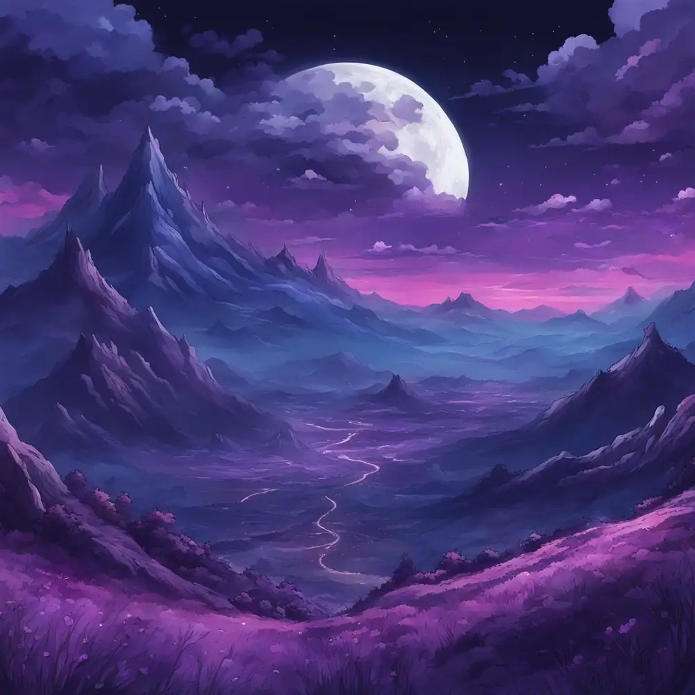 ảnh màu tím anime với nét vẽ tinh tế