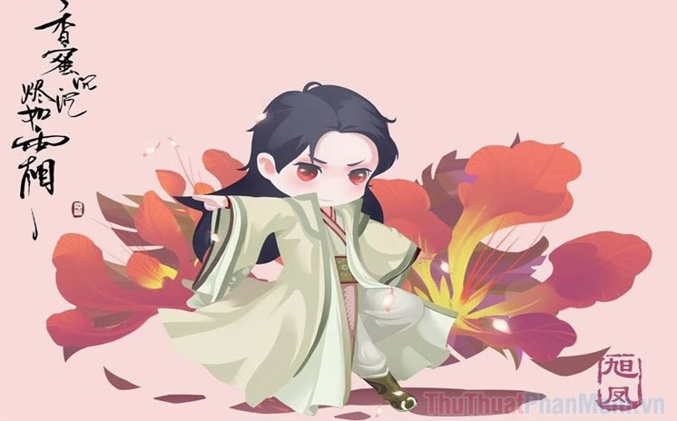 Anime chibi cổ trang mang nét buồn đáng yêu