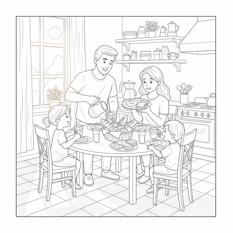 Bé tô màu bữa cơm gia đình sum vầy đầm ấm bên nhau