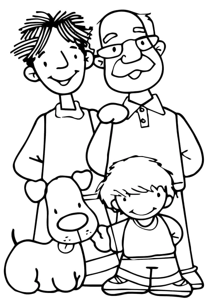 Bé tô màu bức tranh Gia Đình Hạnh Phúc