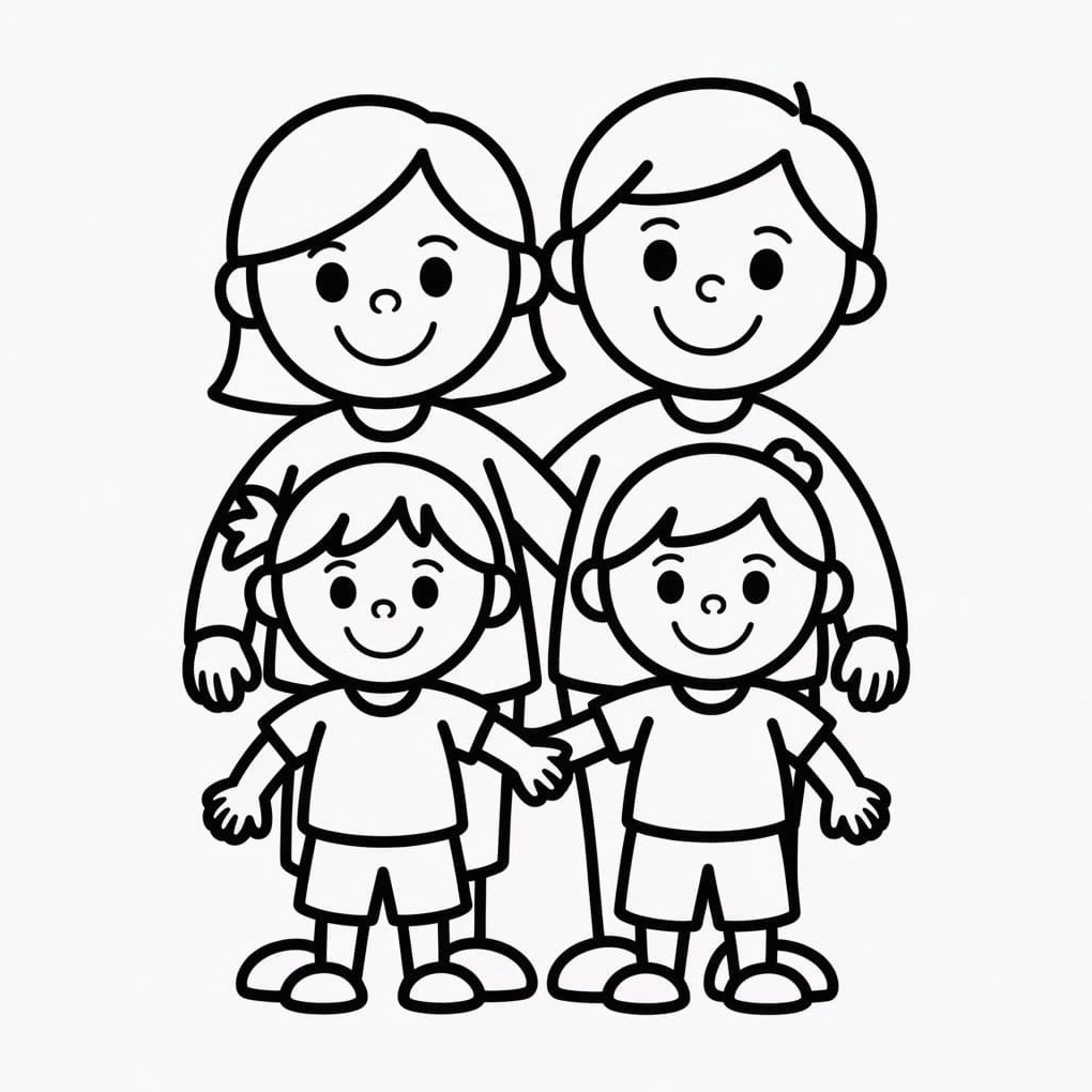 Bé tô màu bức tranh Một Gia Đình Tuyệt Vời