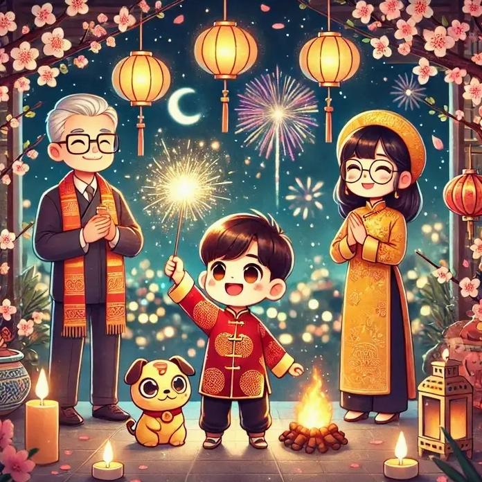 Bộ ảnh chibi đón tết vui nhộn cho bé yêu