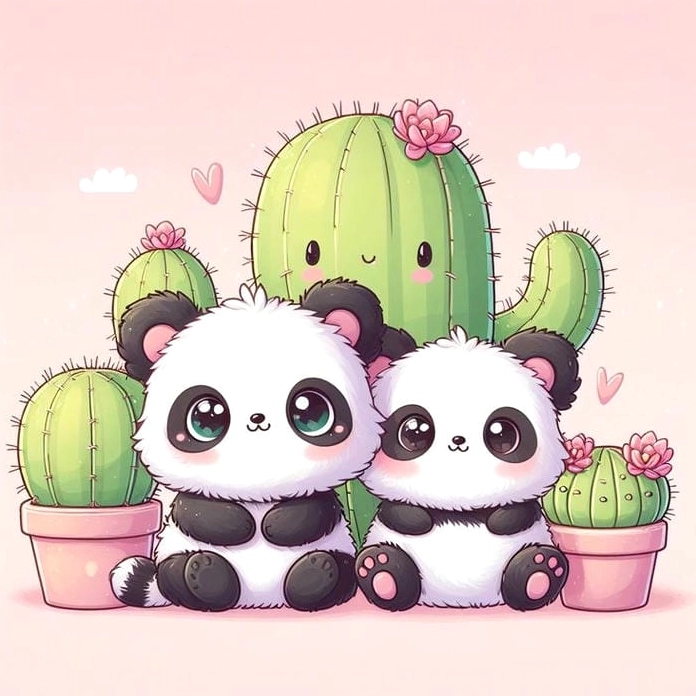 Bộ ảnh chibi gấu trúc siêu đáng yêu với nụ cười tươi tắn cho avatar