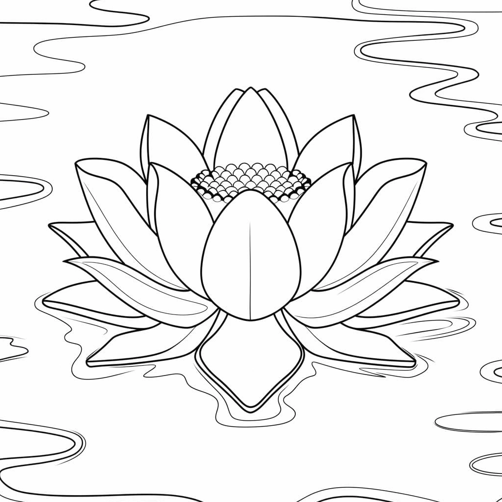 Bông hoa sen đẹp rực rỡ chờ bé tô màu