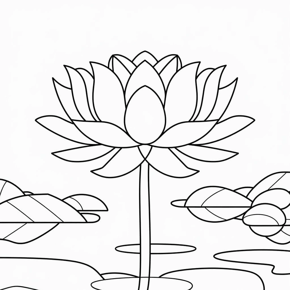 Bông hoa sen lớn tô màu nổi bật