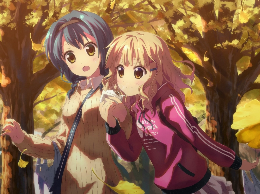 Bức ảnh anime bách hợp 2 cô gái xinh xắn dạo phố