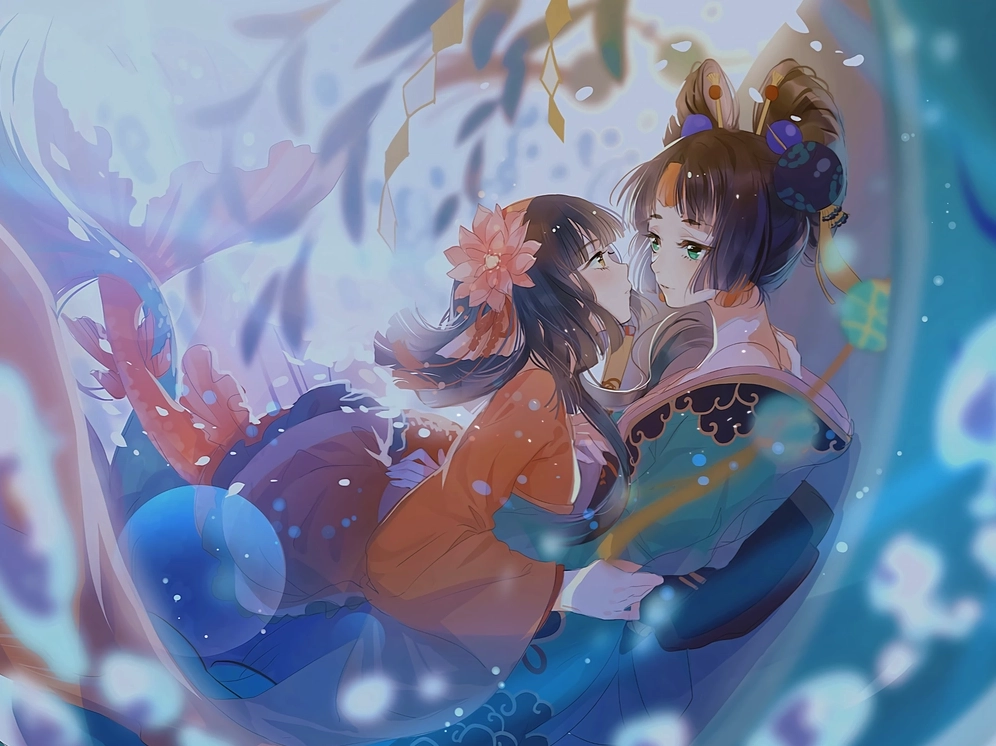 Bức ảnh anime bách hợp dễ thương nhẹ nhàng rung động