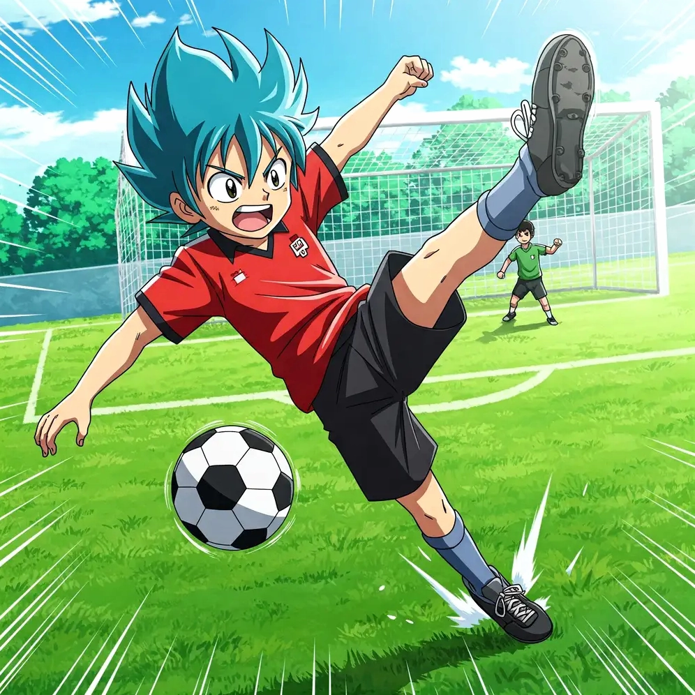 Bức ảnh anime đá bóng kịch tính ở những phút cuối