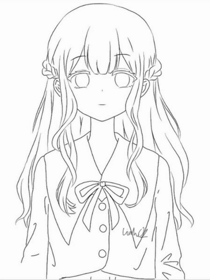 Bức hình hướng dẫn cách vẽ nhân vật nữ anime đơn giản với các bước cụ thể