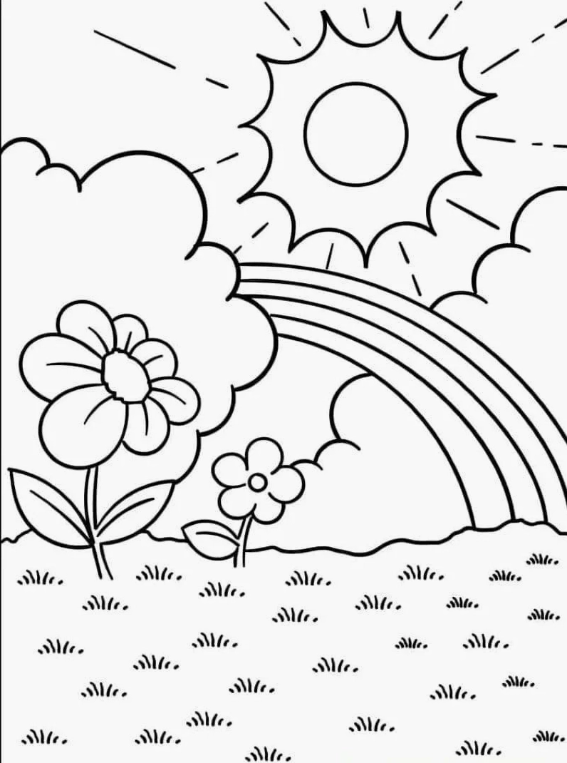 bức tranh phong cảnh chill cho bé tô màu