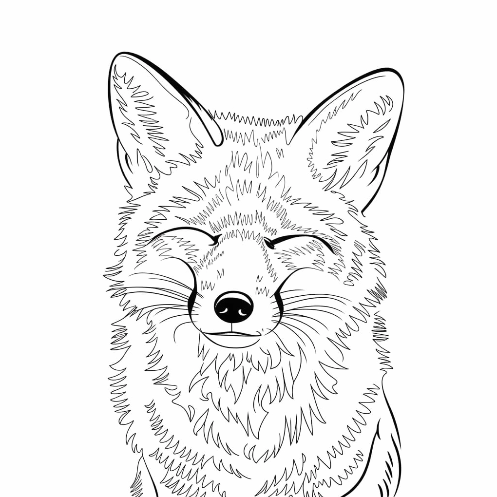 Bức tranh tô màu con cáo nhắm mắt ngủ ngoan