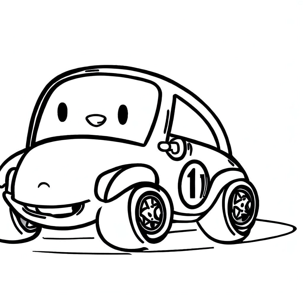 Bức tranh tô màu xe đua cute đáng yêu giúp bé rèn luyện đôi tay khéo léo