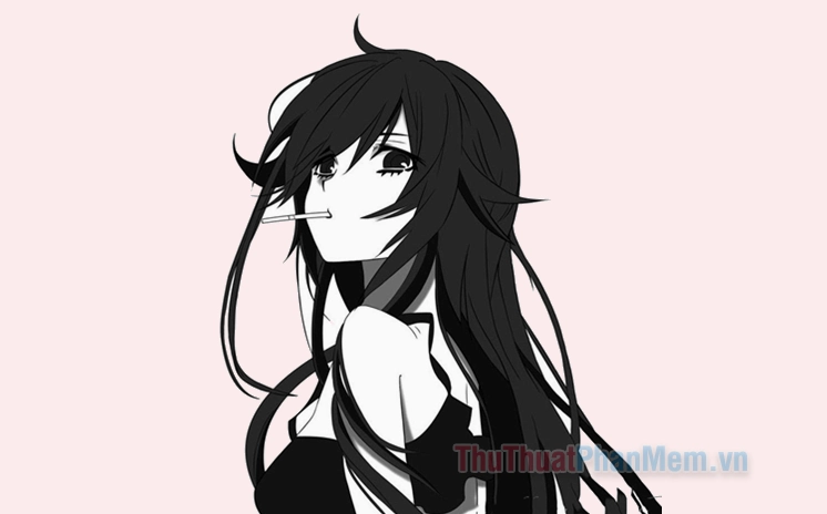 Bức tranh vẽ tay cô gái anime lạnh lùng tuyệt đẹp