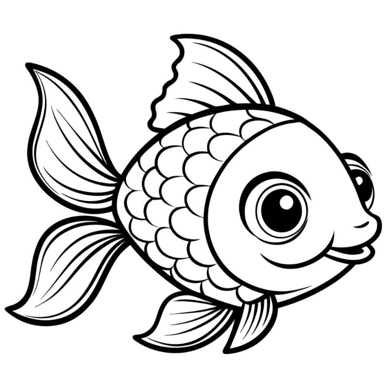 cá vàng tô màu với những bong bóng nước sinh động