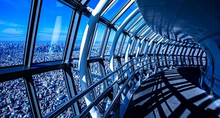 Các đài quan sát ở nhiều độ cao khác nhau của tháp Tokyo Skytree