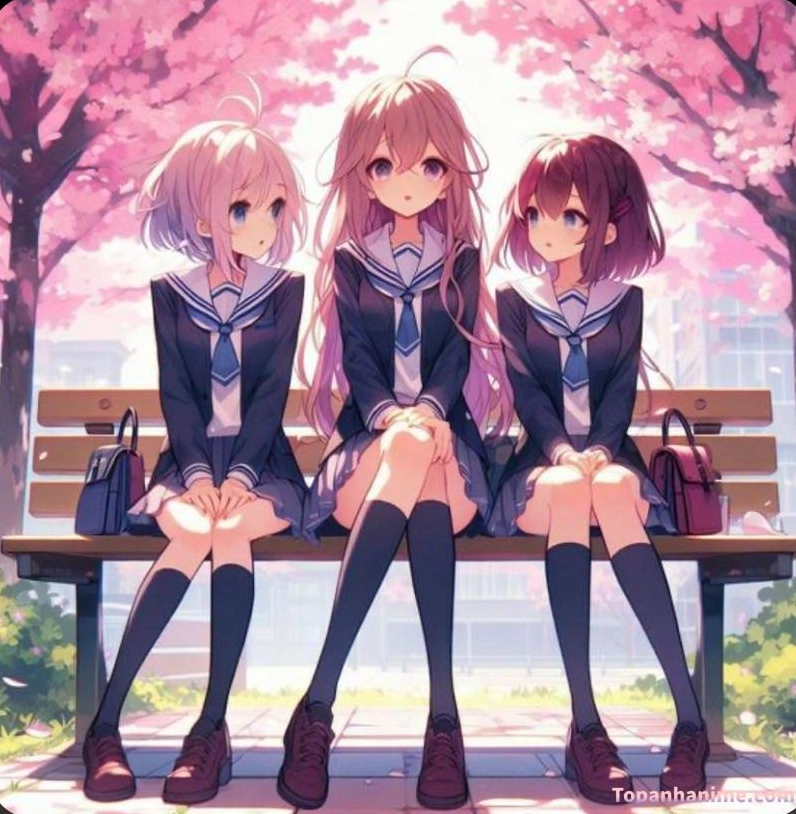 Các nhân vật anime cùng nhau ăn bento ngon lành trên sân thượng