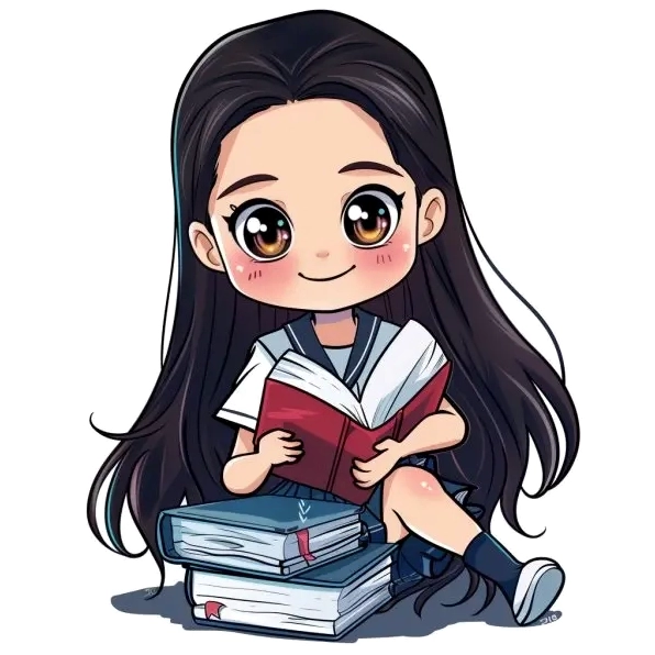 Cảm hứng học tập từ cô gái đọc sách chibi xinh xắn