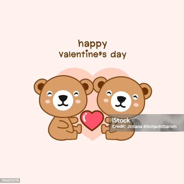 Cặp đôi tình yêu gấu phim hoạt hình chúc mừng ngày Valentine