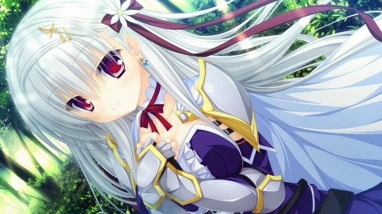 Chân dung cô gái anime tóc trắng với biểu cảm ngây thơ