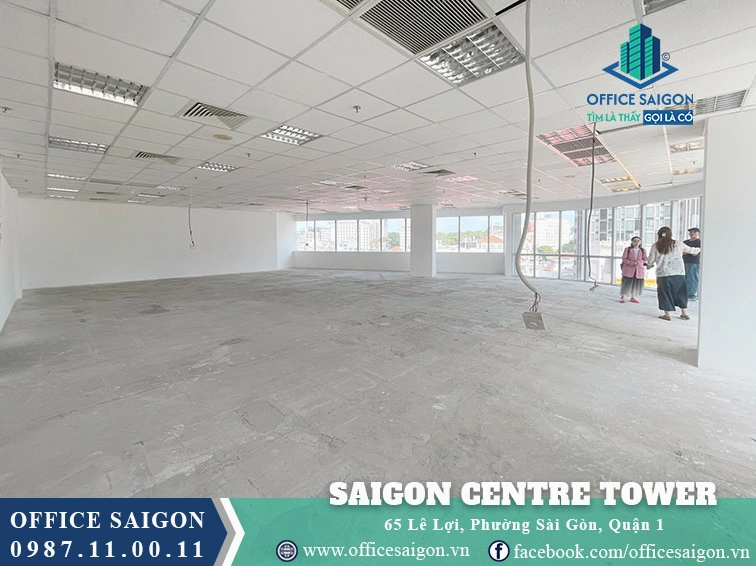 Chi tiết diện tích sàn văn phòng chưa được bài trí