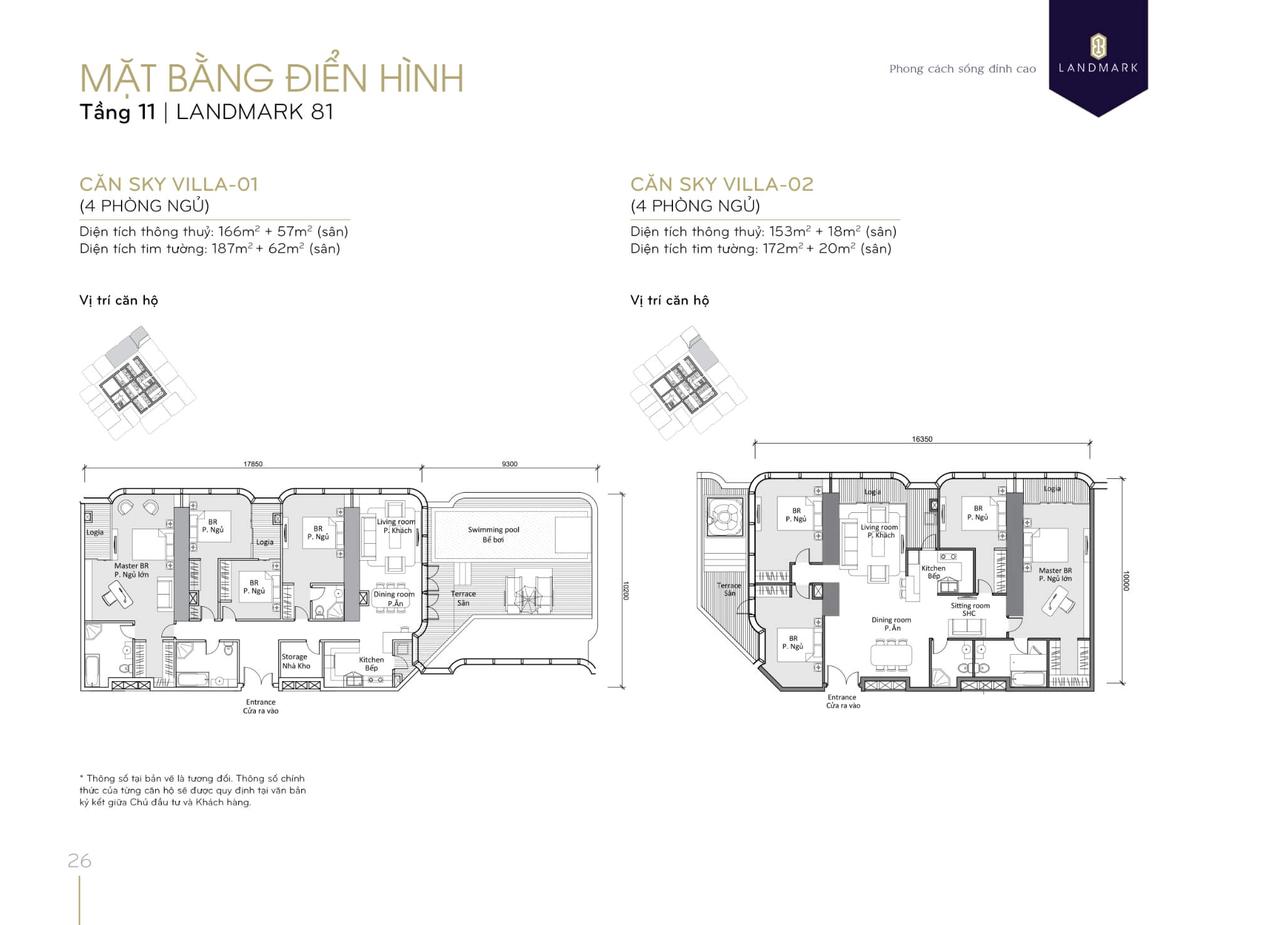 Chi tiết mặt bằng Sky Villa tầng 11