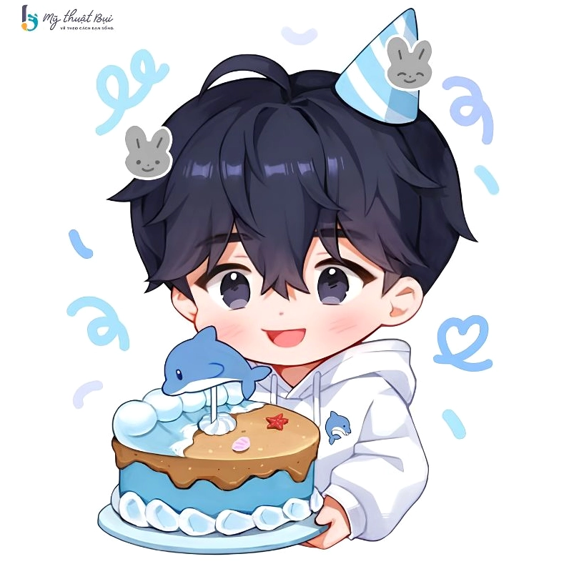 Chibi nam đang chơi game say sưa