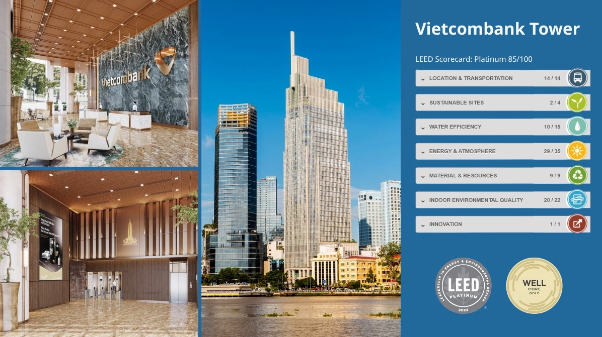 Chứng nhận Leed Platinum của tòa nhà Vietcombank Tower