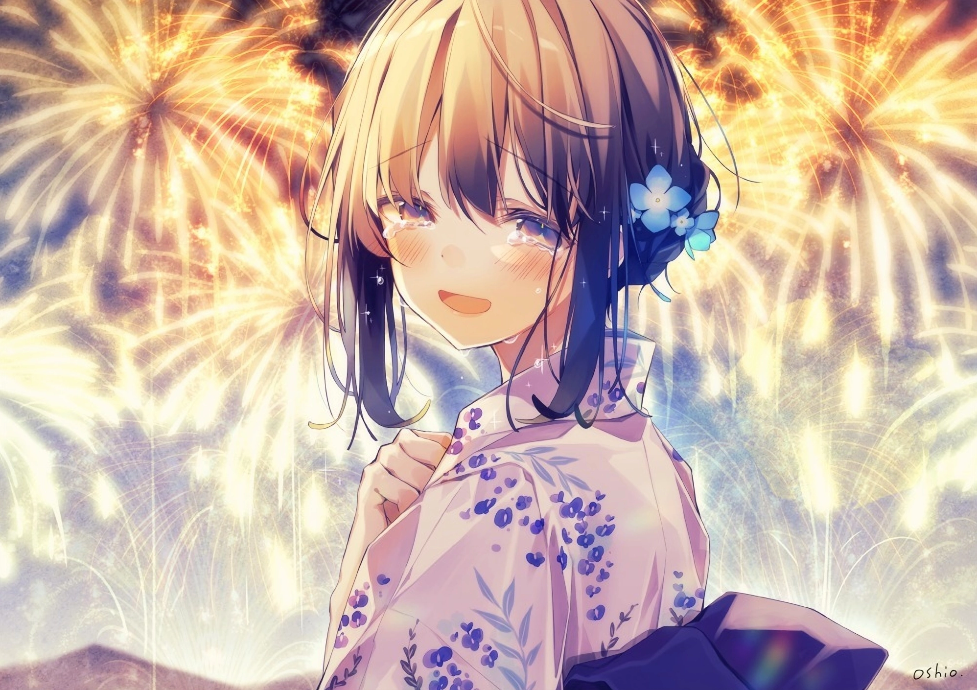 Cô gái anime buồn khóc đầy tâm trạng vì thất tình