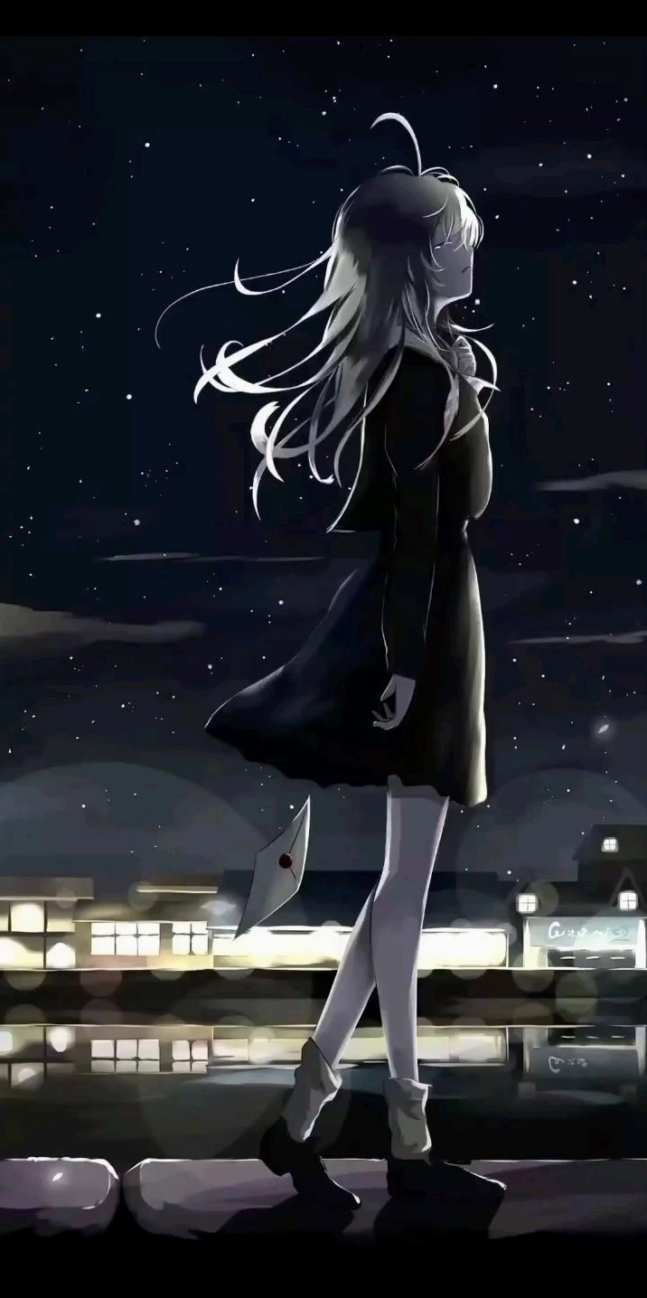 Cô gái anime thẫn thờ bước đi trong nỗi buồn