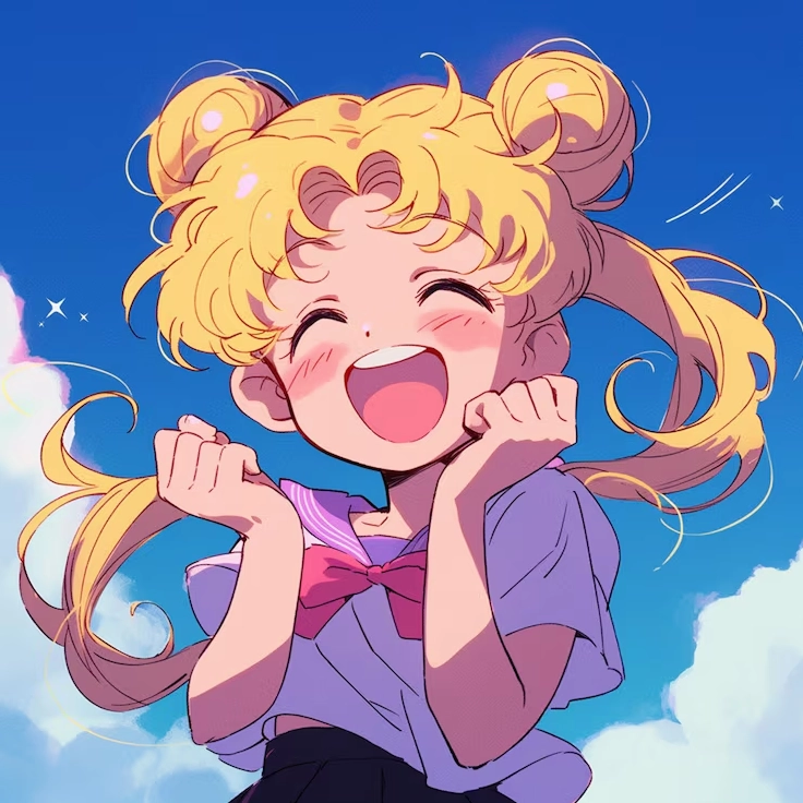 Cô gái anime tóc vàng với chiếc nơ bay trong gió