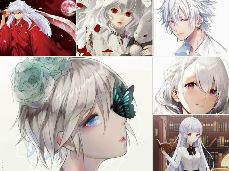 Cô gái anime với mái tóc trắng bồng bềnh và ánh mắt đượm buồn