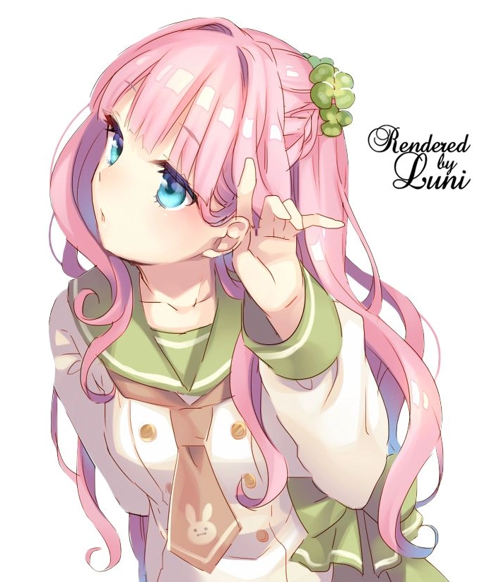 Cô nữ sinh anime trong bộ đồng phục học sinh với khuôn mặt tĩnh lặng