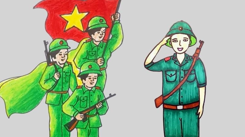 Đoàn quân rước cờ Tổ quốc trong ánh mắt đầy tự hào