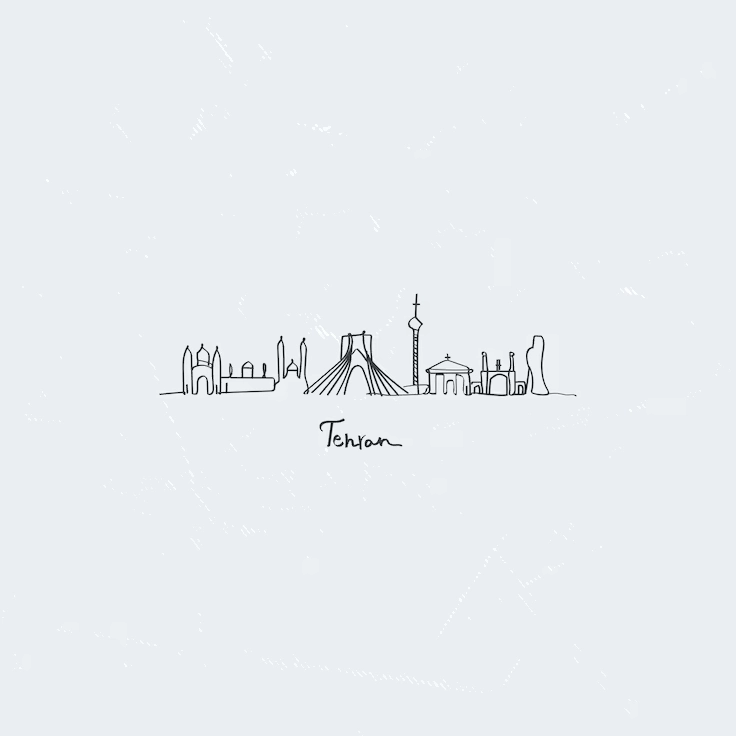 Đường chân trời Tehran được vẽ bằng nghệ thuật nét đơn