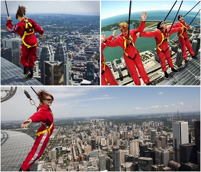 Đường nét góc cạnh sắt bén của phần thân tháp CN Tower