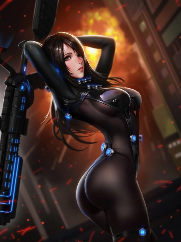 Gantz Shimohira Reika mặc Bodysuit cầm Vũ khí