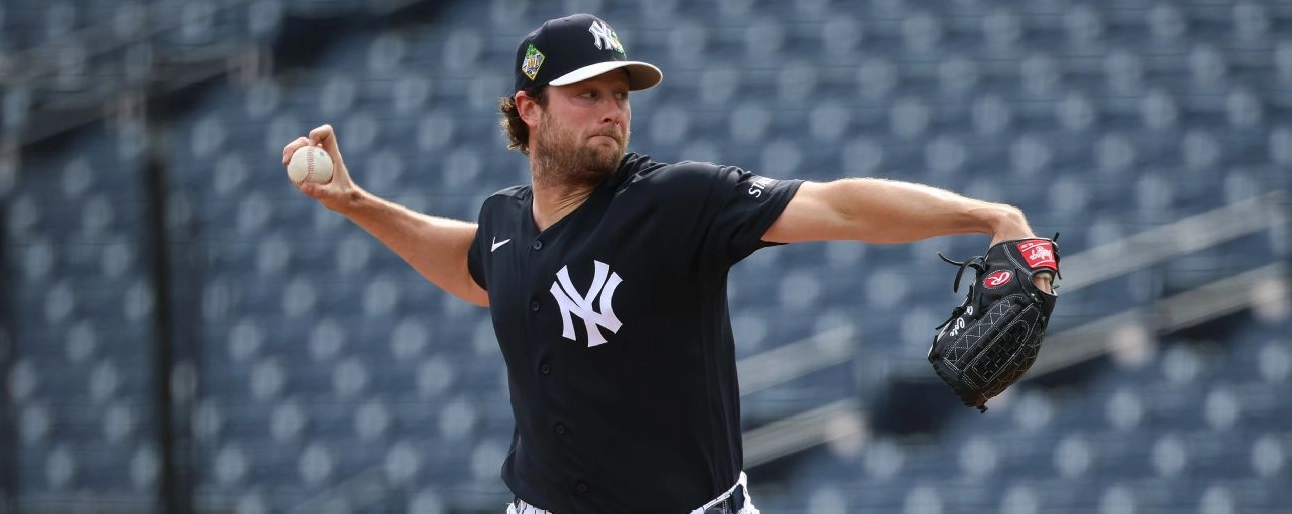 Gerrit Cole of the New York Yankees works out during spring training at George M. Steinbrenner Field.
