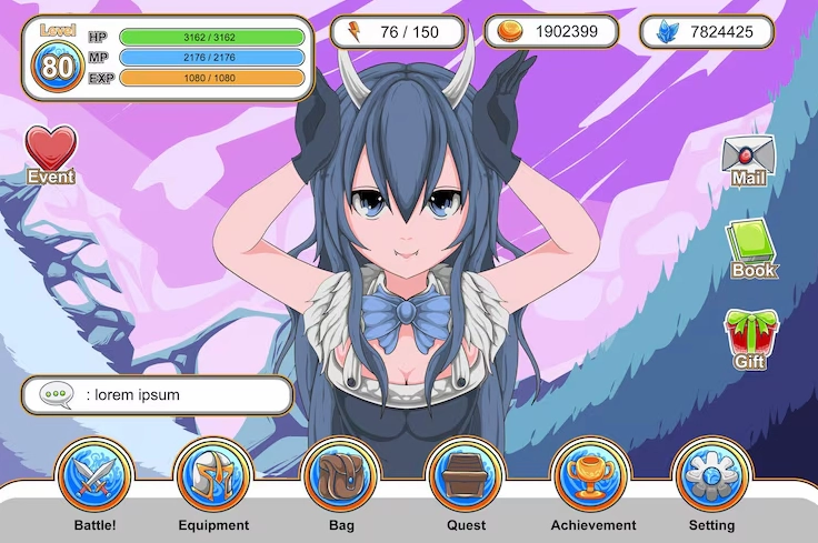 Giao diện game anime đẹp mắt