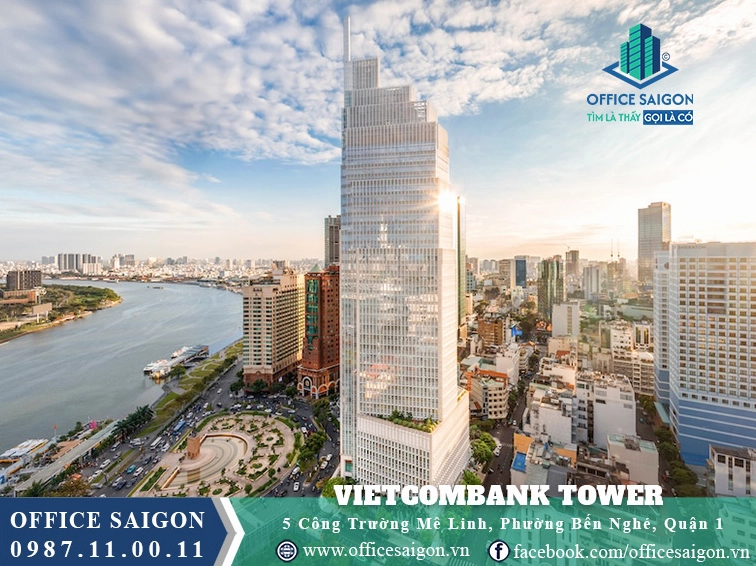 Góc chụp bao quát tòa nhà văn phòng cho thuê Vietcombank Tower